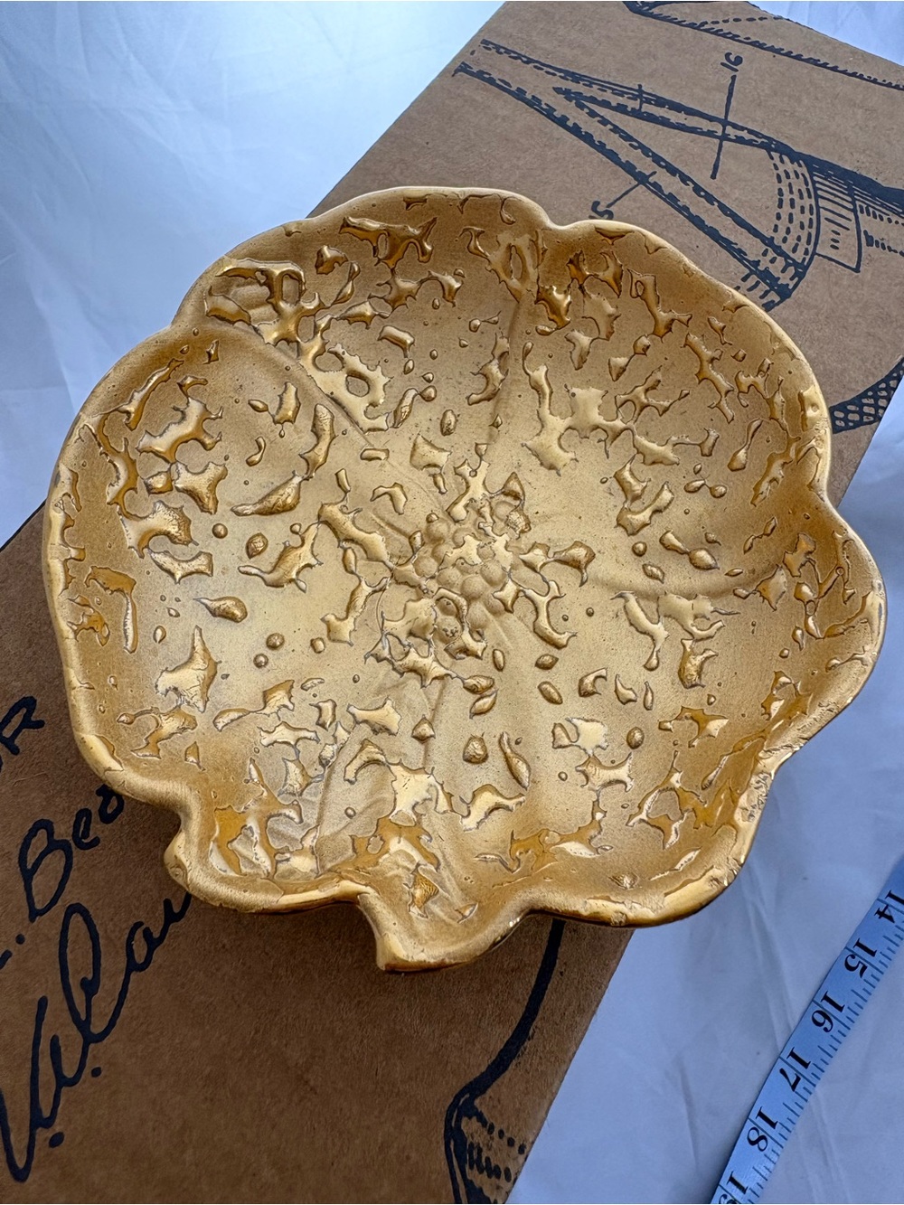 Mid-Century Modern Hollywood Regency Trinket Bowl 22k Weeping Bright Gold